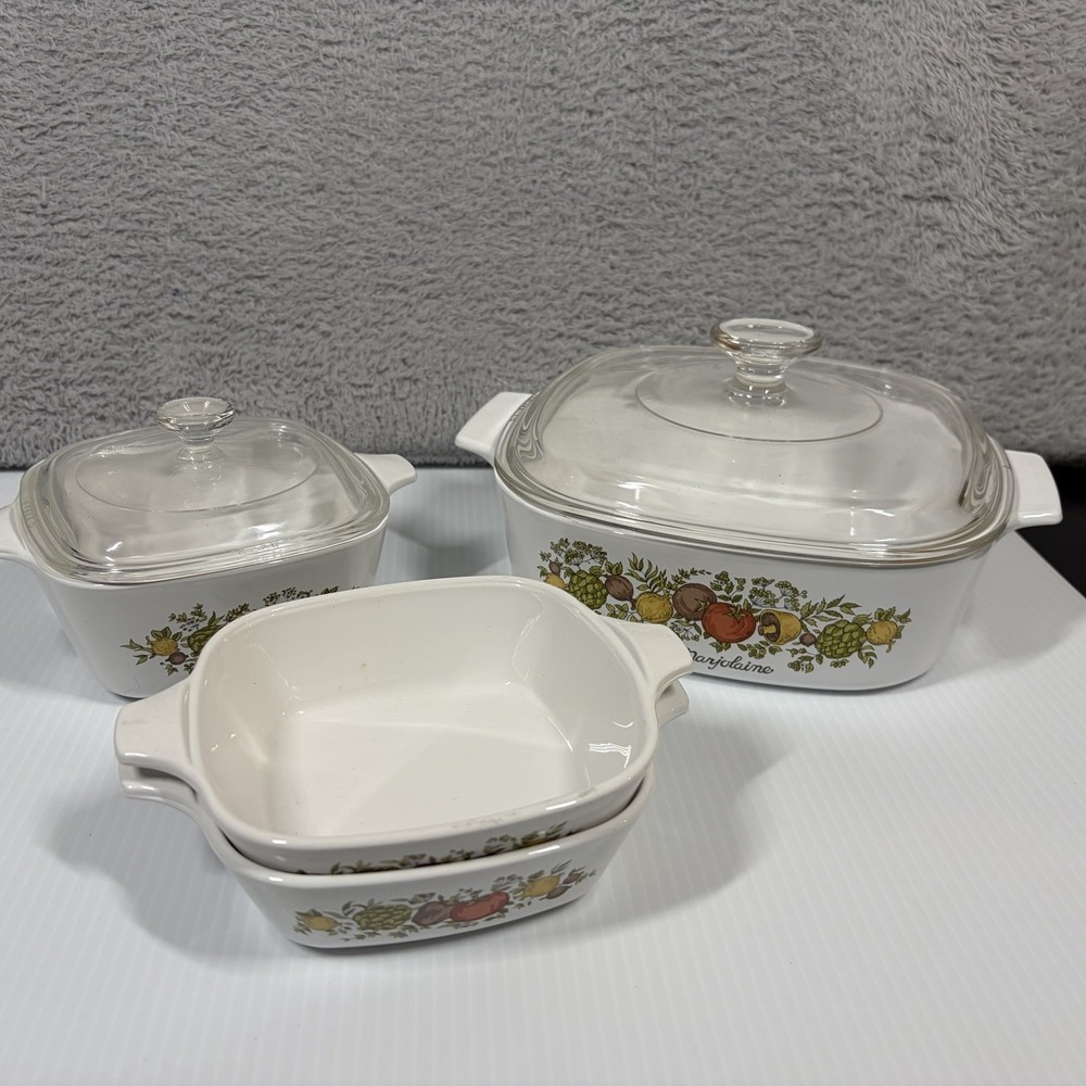VINTAGE Corning Ware Casserole Dish Lot of 4 Spice of Life 2L + 1 3/4 Set Bundle